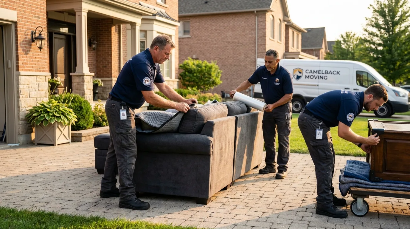 Large estate moving crew wrapping furniture in Frederick, MD